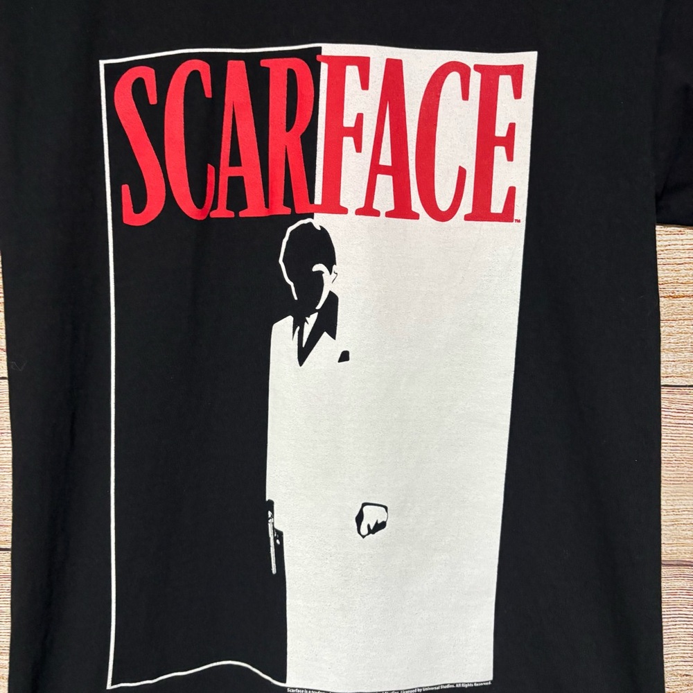Scarface Graphic Tee - Black‎ with Red & White Print - Picture 2 of 7